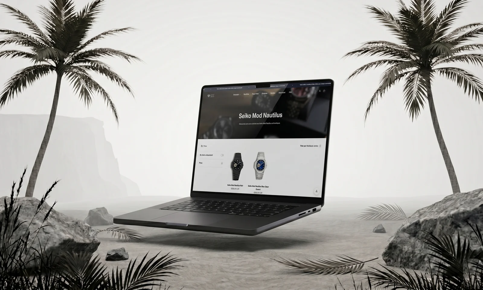 Site e-commerce House-Mod de seiko mods affiché sur un MacBook
